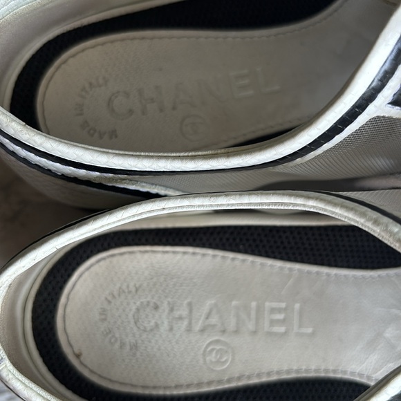 CHANEL women’s platform oxfords with mesh sides black and white logo on toe 37 - Picture 5 of 8
